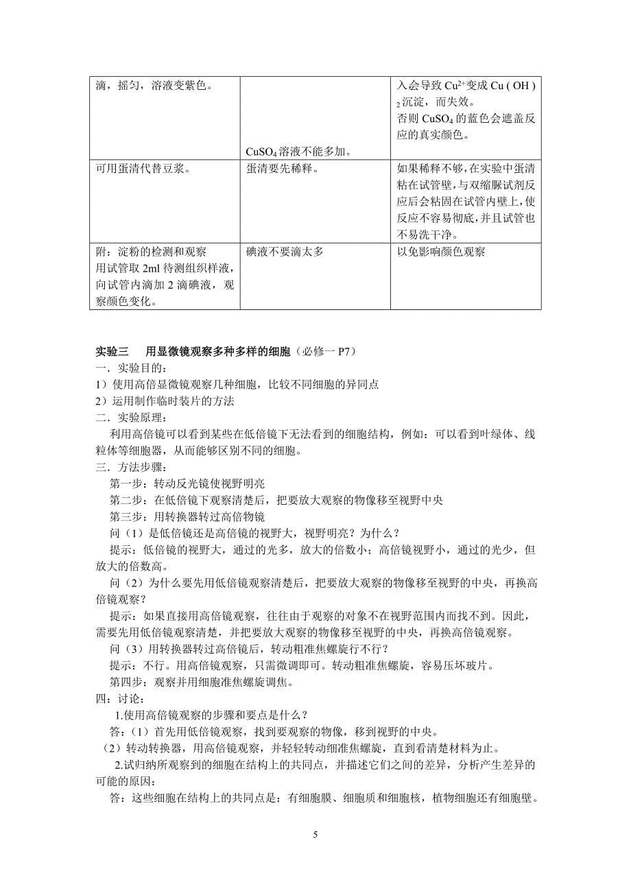 高中生物实验专题(人教版新课标所有实验)_第5页