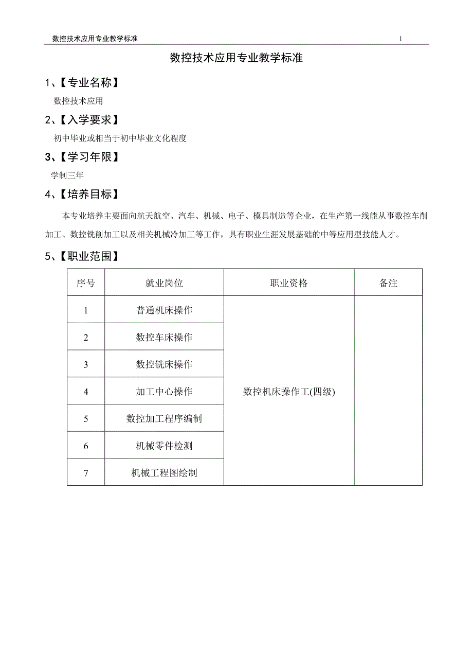 数控技术应用专业教学标准_第1页