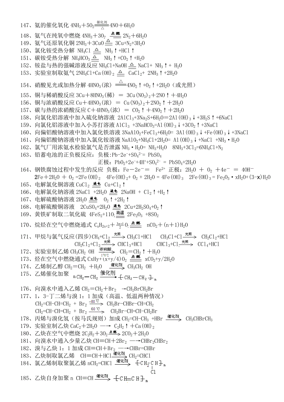 高中重要化学方程式(或离子方程式)归纳_第4页