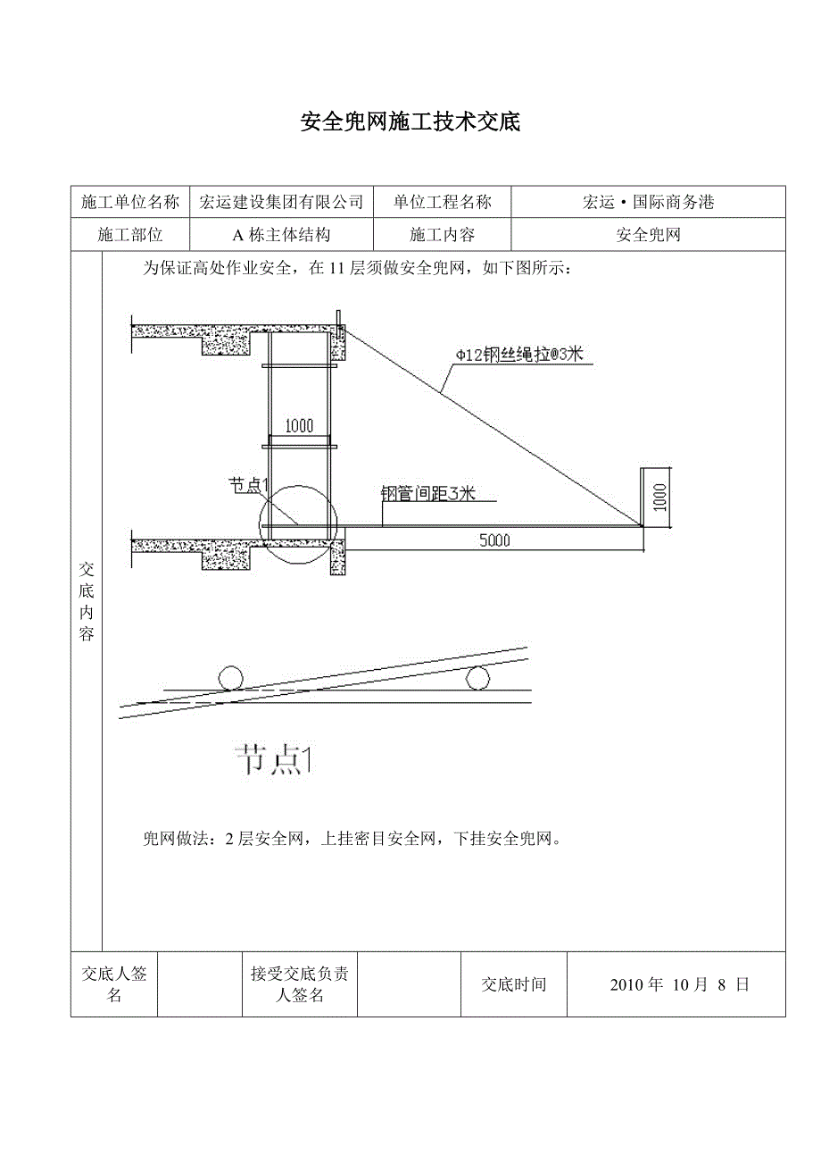 安全兜网施工技术交底_第1页