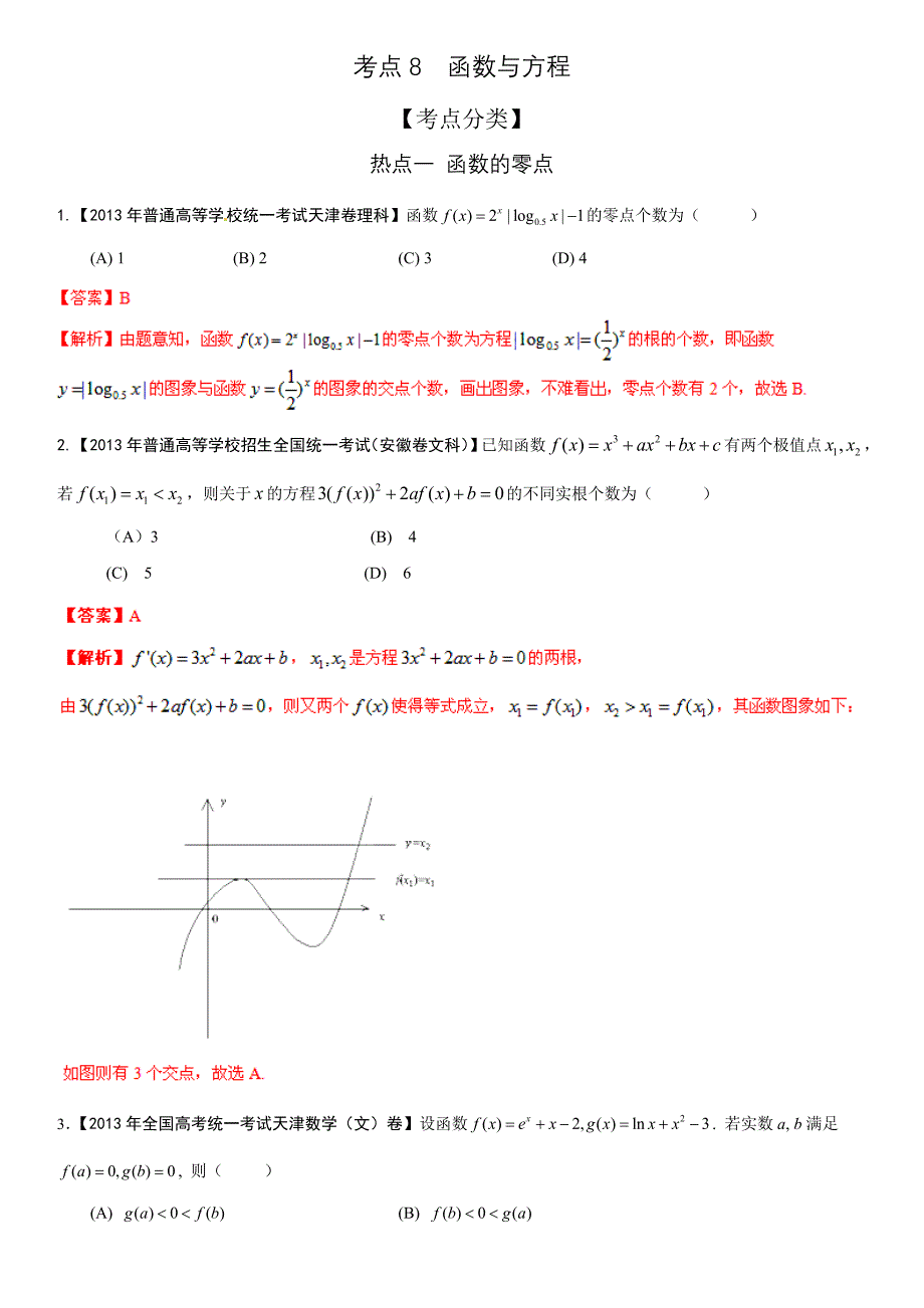 2014高考数学题库精选核心考点大冲关专题演练函数与方程_第1页