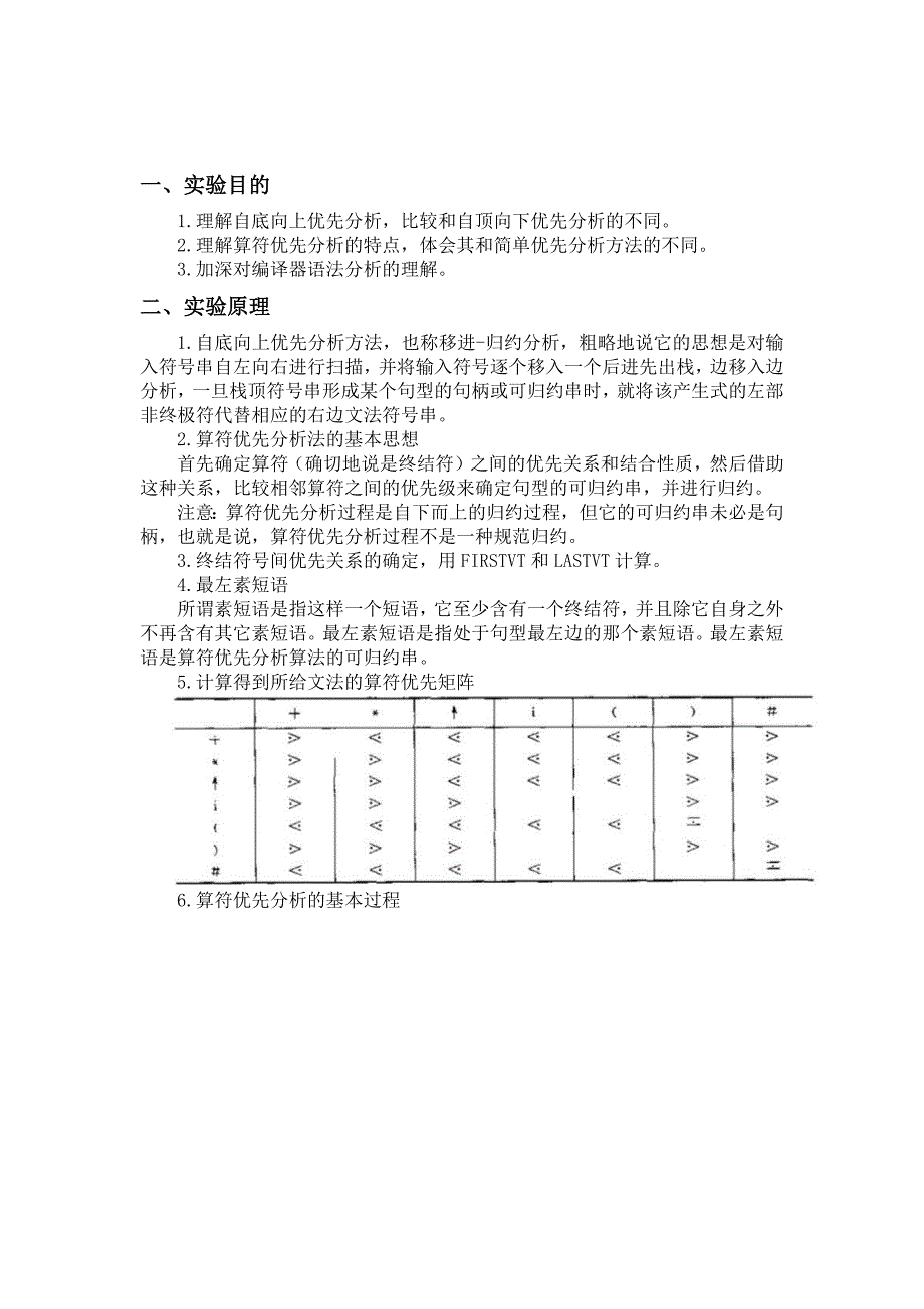 算符优先分析器设计实验报告--宁剑_第2页