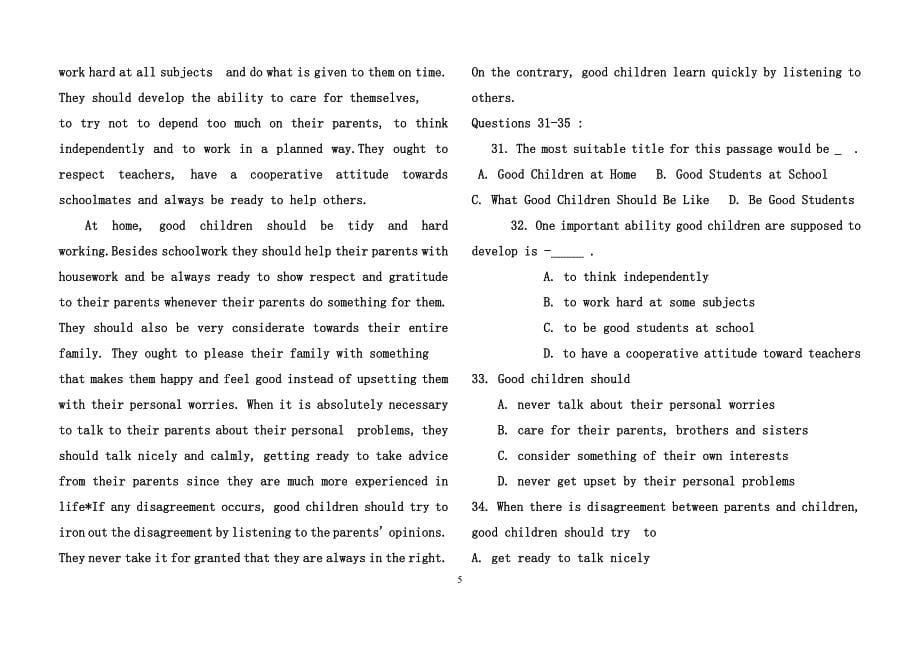 《英语ⅱ(2)(本科必修)》2013年1月期末试题及答案_第5页