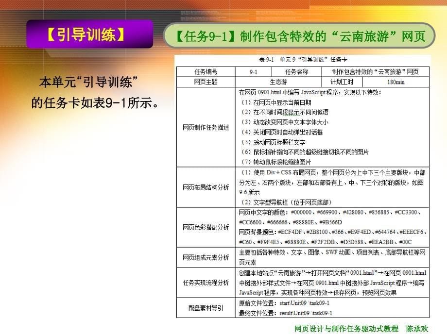 网页设计与制作任务驱动式教程教学课件作者第2版陈承欢电子课件09单元9制作包含特效的网页_第5页