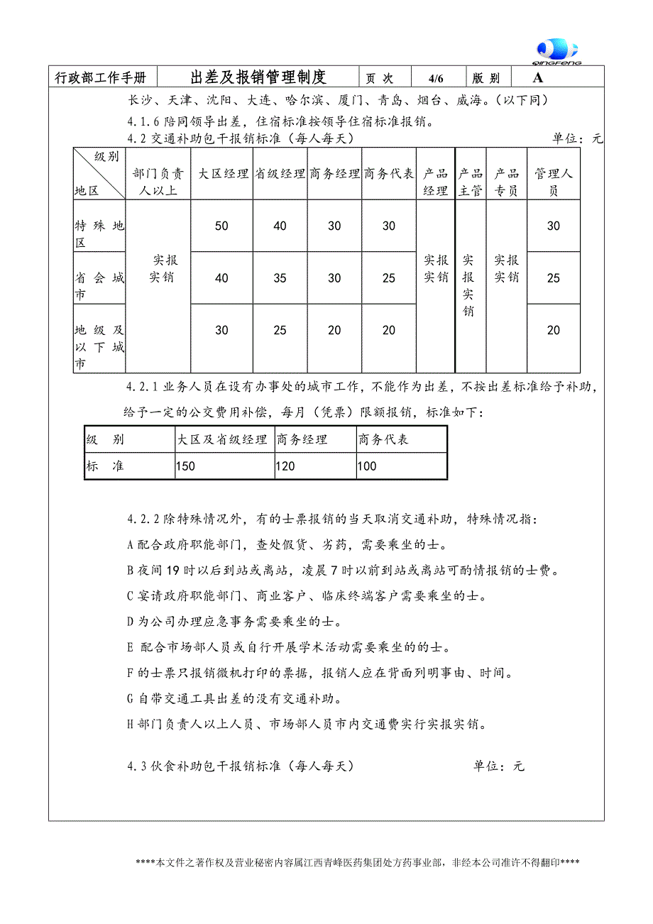 出差及报销管理制度_第4页