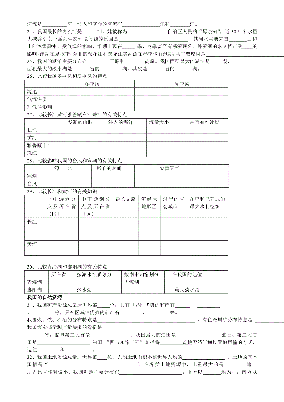 中考地理复习填空_第3页