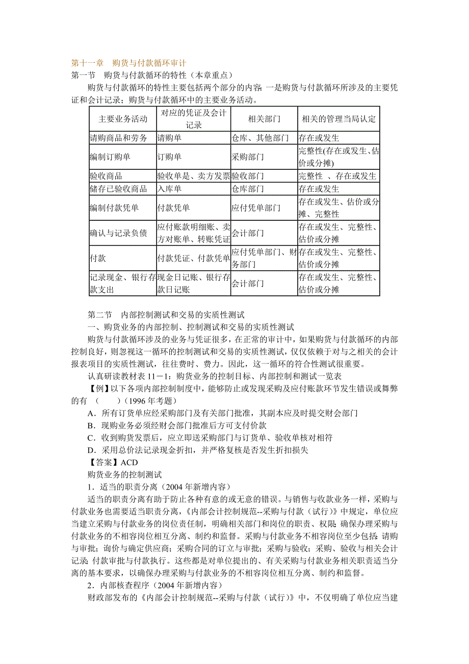 审计管理培训计划书汇集(第十一章：购货与付款循环审计)_第1页