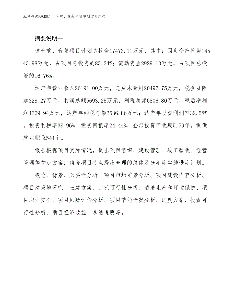 音响、音箱项目规划方案报告(总投资17000万元)_第2页