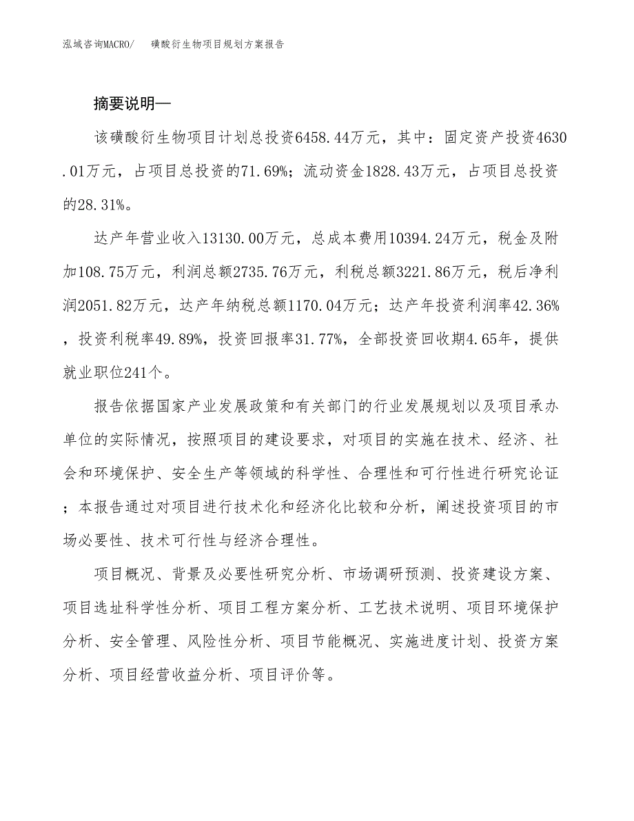 磺酸衍生物项目规划方案报告(总投资6000万元)_第2页