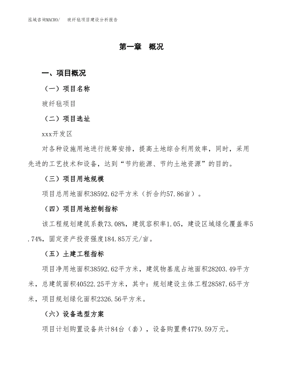 玻纤毡项目建设分析报告(总投资13000万元)_第1页