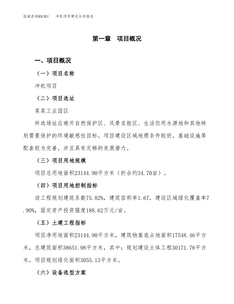 冲机项目建设分析报告(总投资8000万元)_第1页