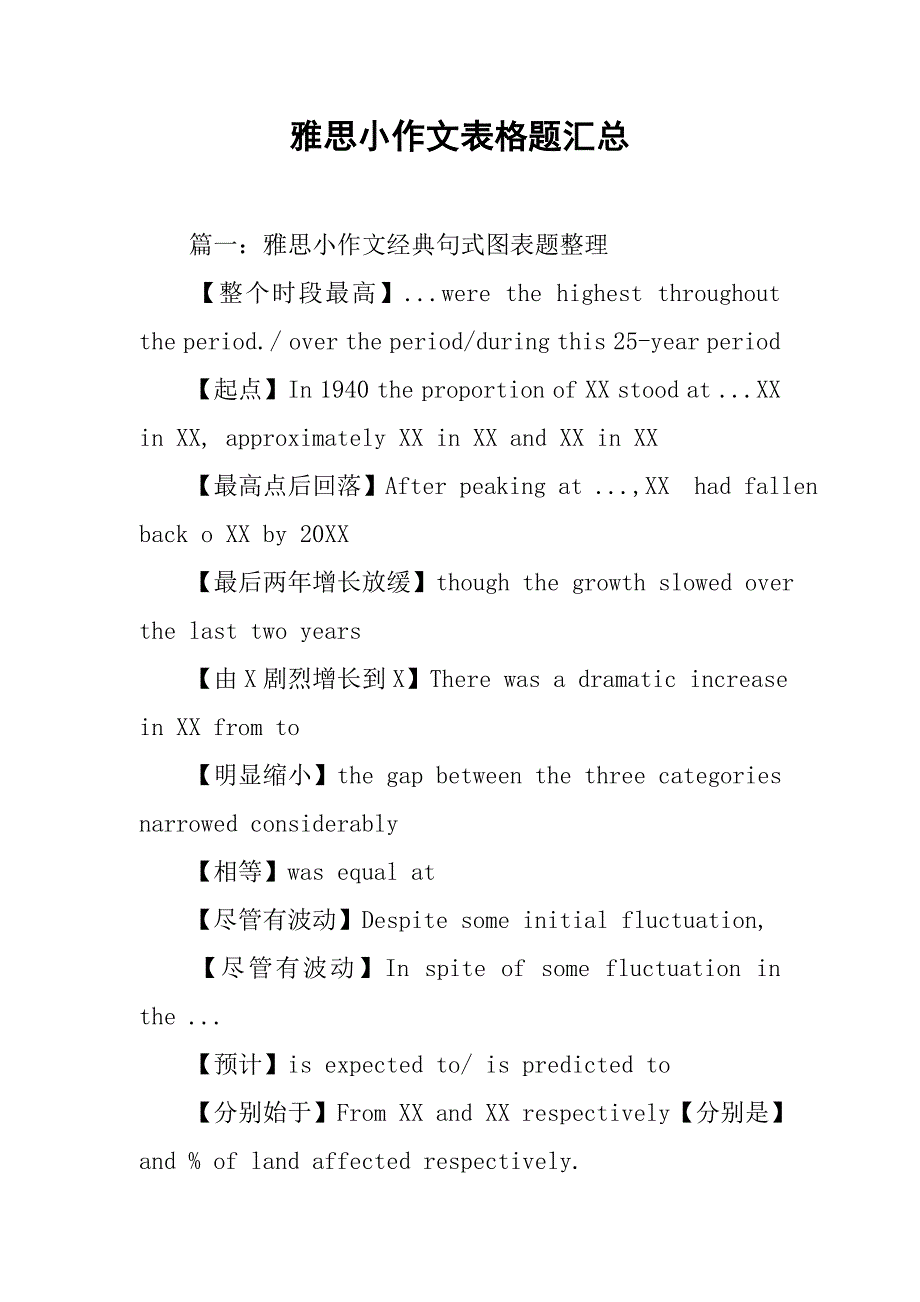 雅思小作文表格题汇总.doc_第1页