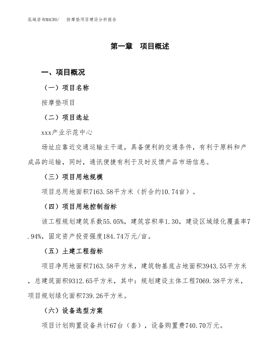 按摩垫项目建设分析报告(总投资2000万元)_第1页