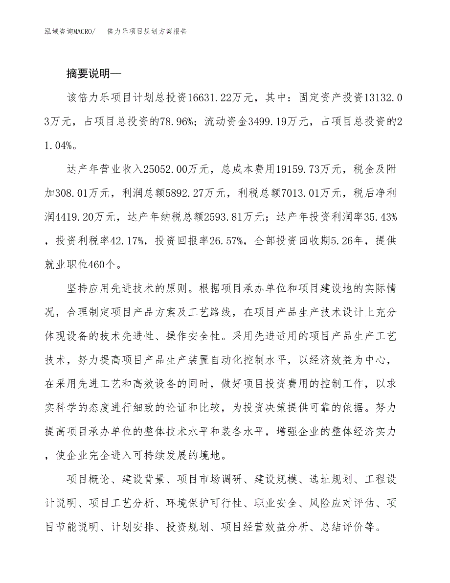 倍力乐项目规划方案报告(总投资17000万元)_第2页