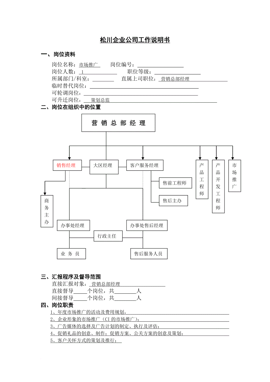 岗位职责_松川企业工作说明书15_第1页