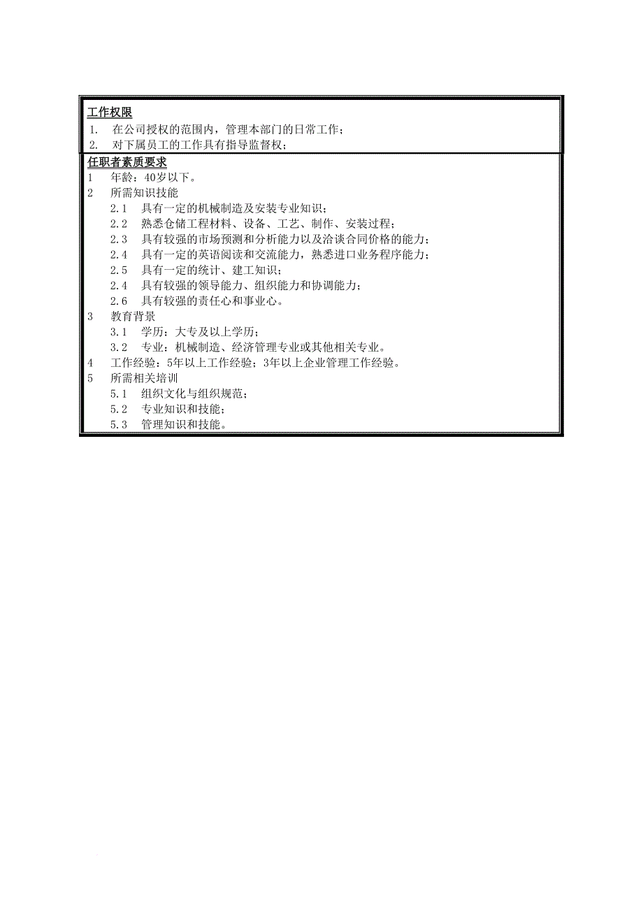 岗位职责_仓储工程公司管理部经理岗位说明书_第2页