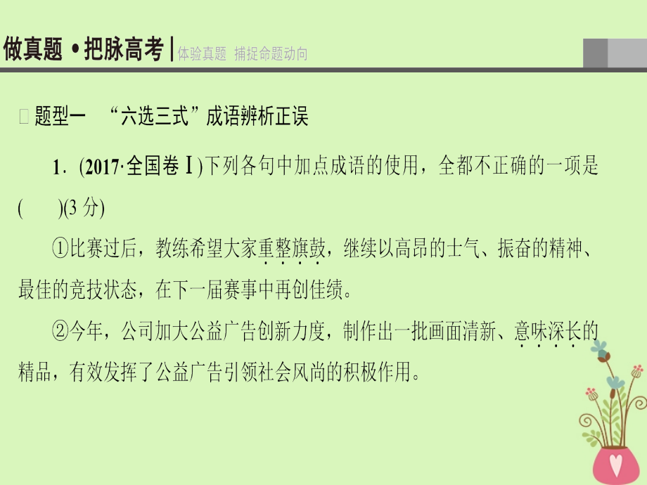 通用版2019版高考语文一轮复习第三部分语文文字运用专题九正确使用词语包括熟语课件201804251112_第4页