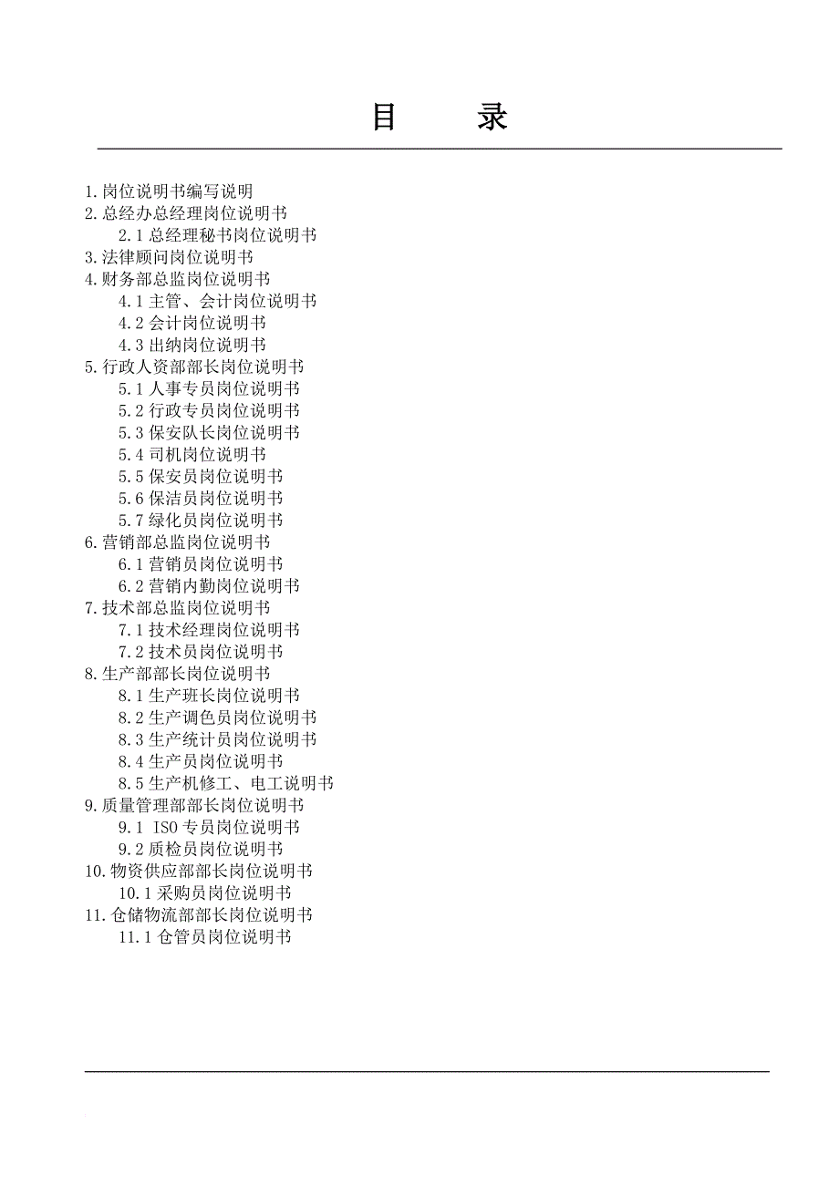 岗位职责_岗位说明书完整版_第1页