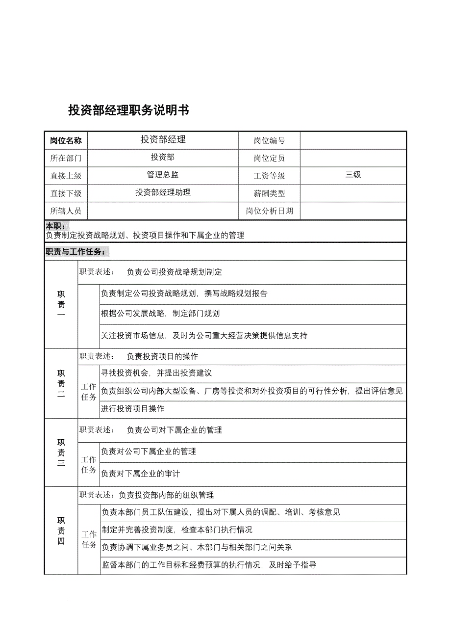 岗位职责_宁波某国际贸易公司职务说明书手册23_第1页