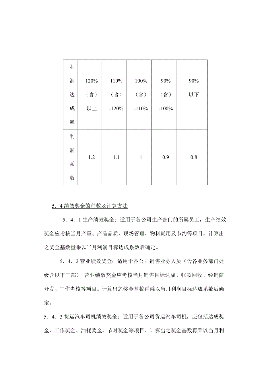 奖罚制度_绩效奖金职务权数标准表5_第4页