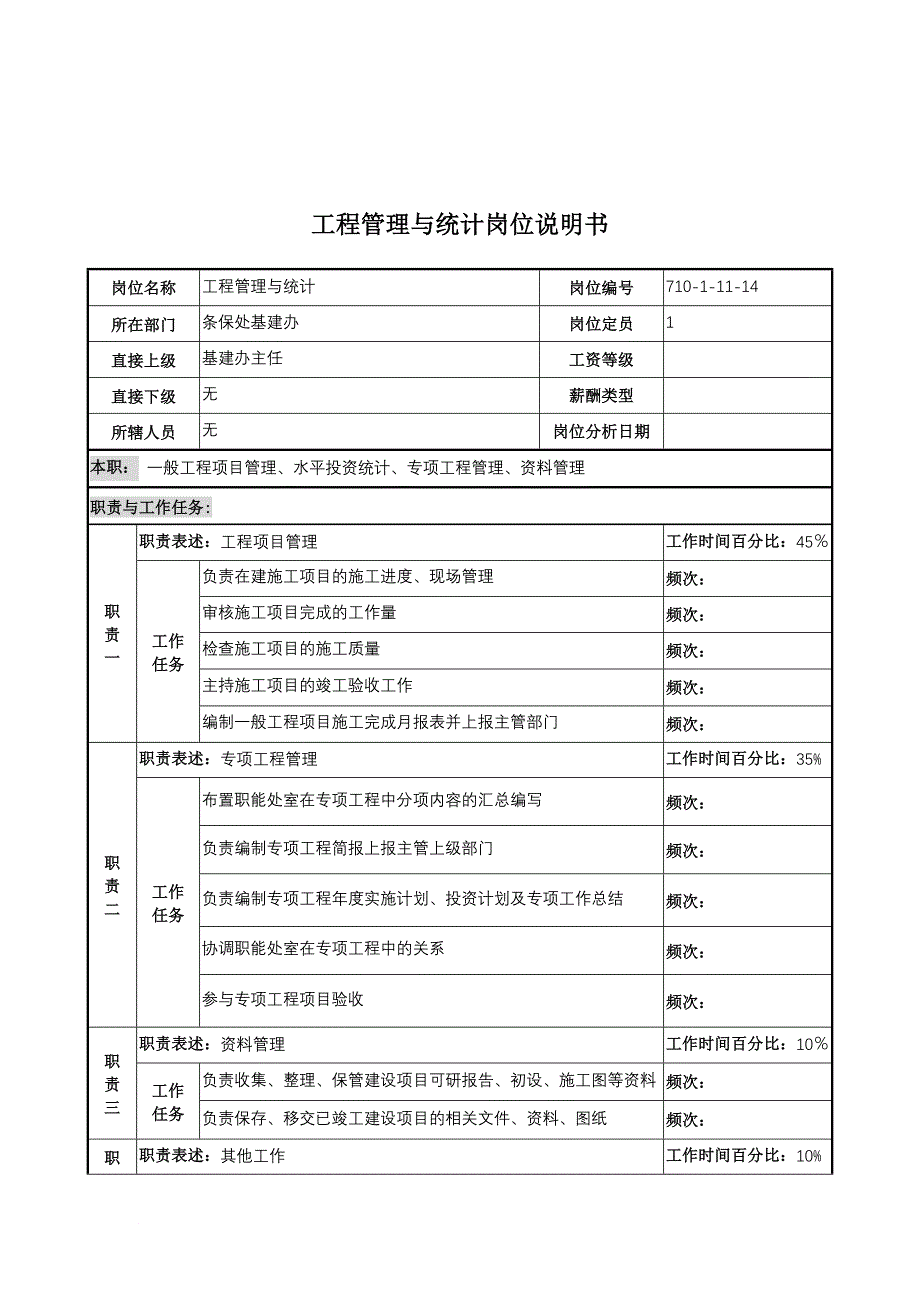 岗位职责_工程管理与统计主岗位职务说明_第1页