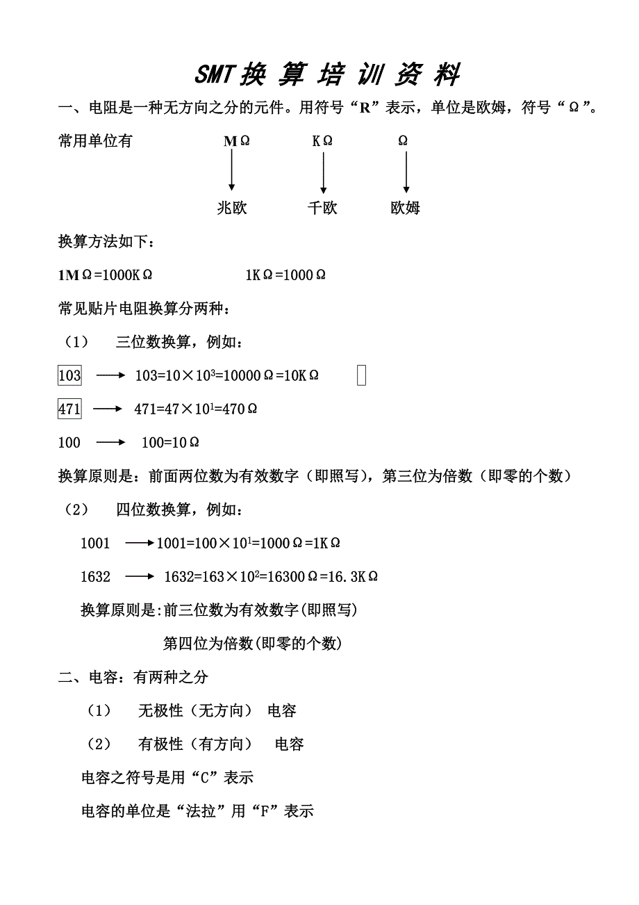 SMT电子元器件的认识和换算培训资料_第1页