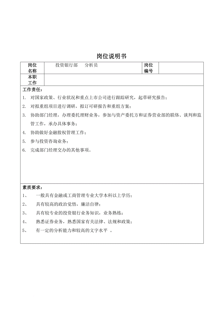 岗位职责_某公司投资部岗位职务说明书18_第3页