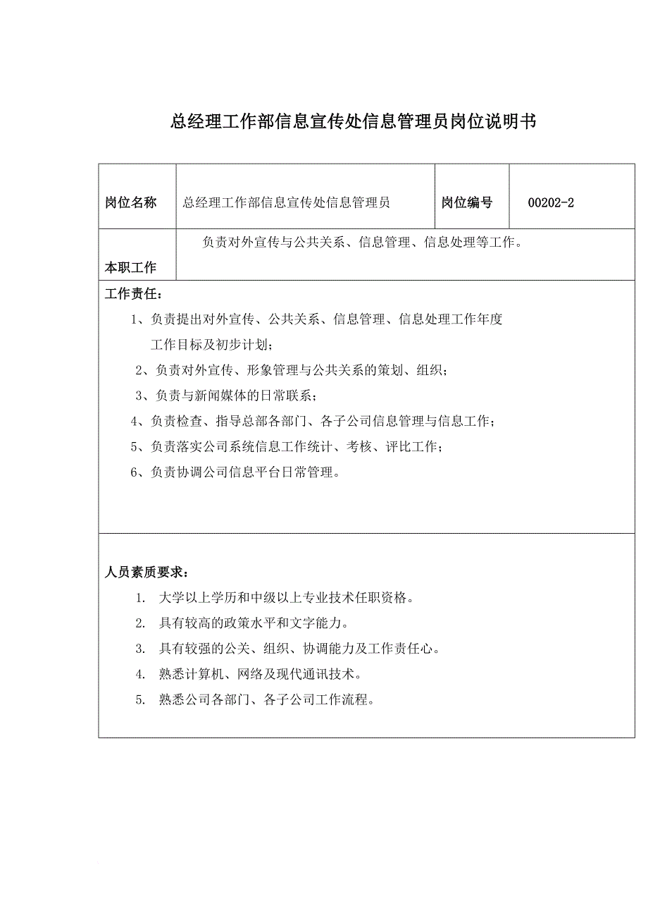 岗位职责_总经理办公室岗位说明书范本7_第1页