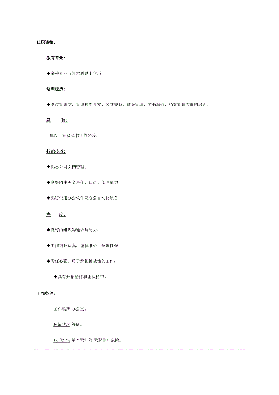 岗位职责_总经理秘书职务说明书_第2页
