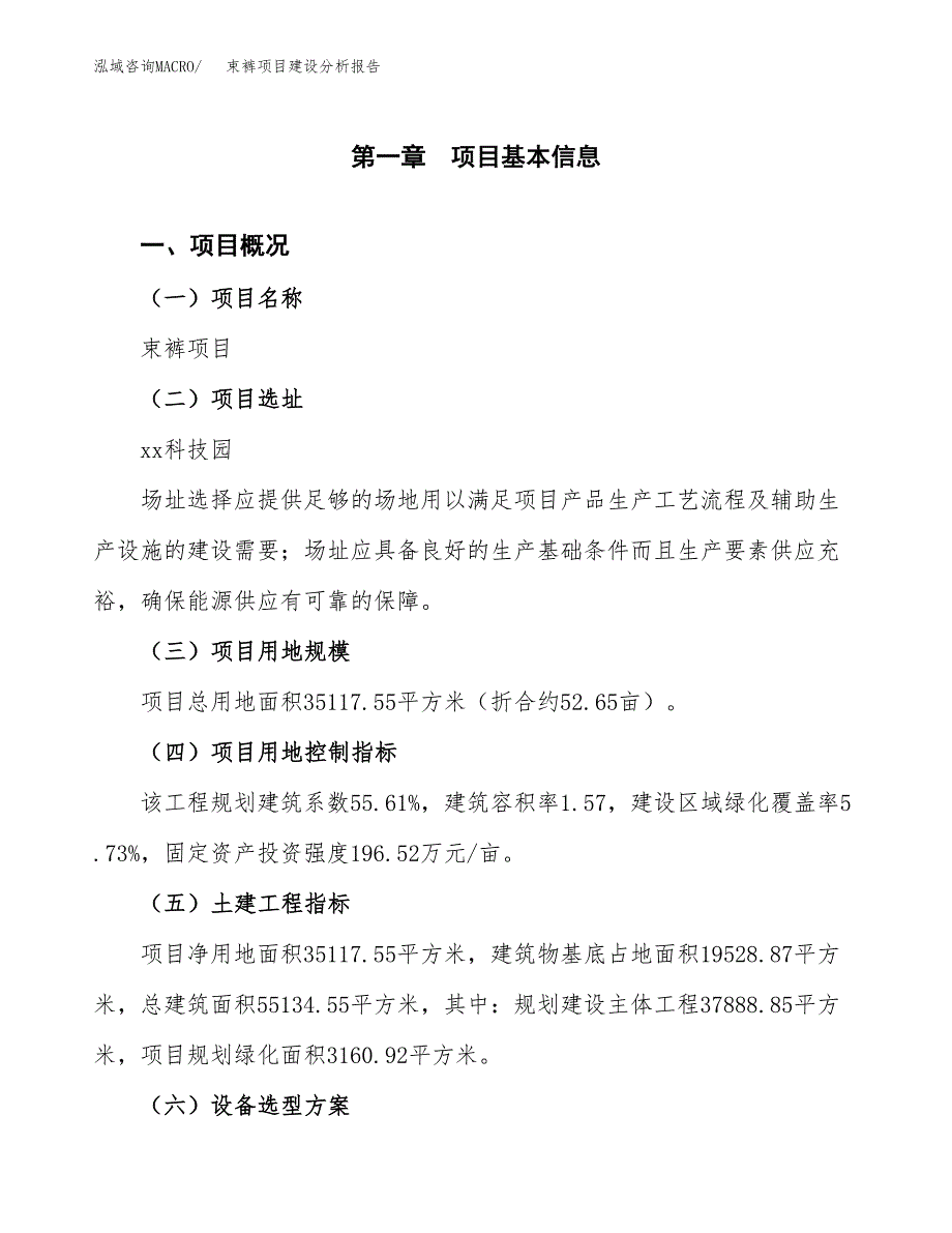 束裤项目建设分析报告(总投资15000万元)_第1页