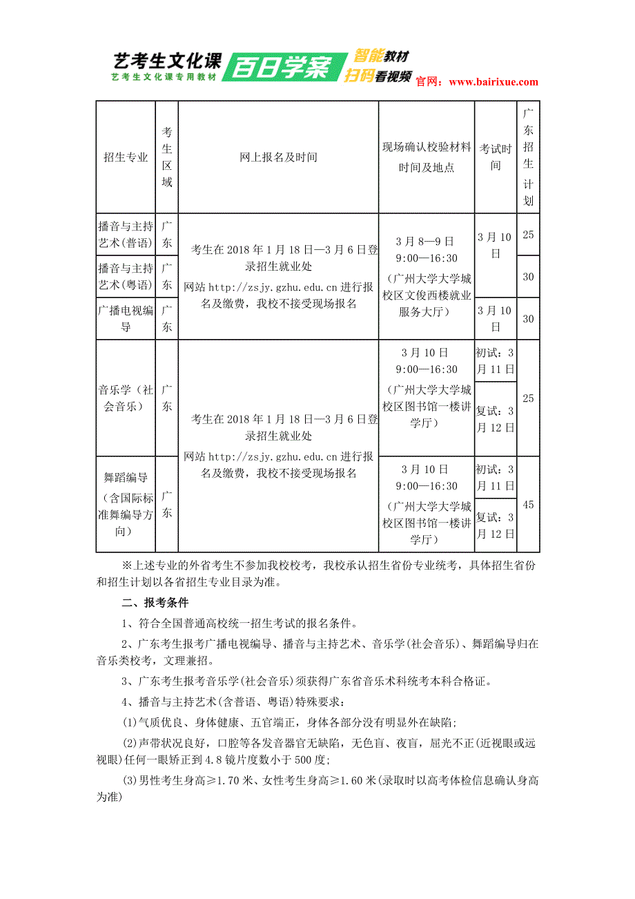 广州大学2018年艺术类招生简章_第2页