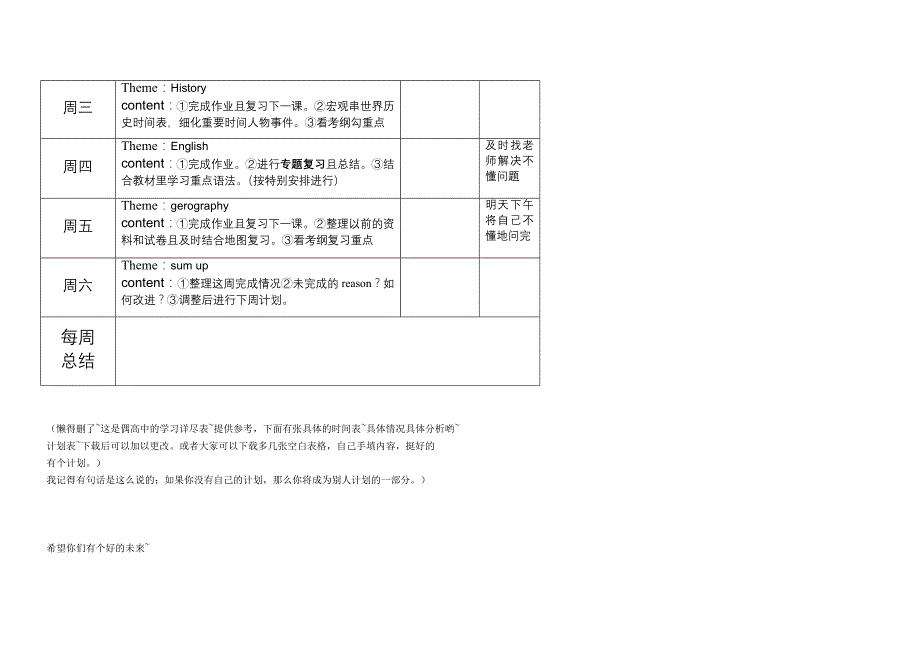 一周学习计划时间表_第2页