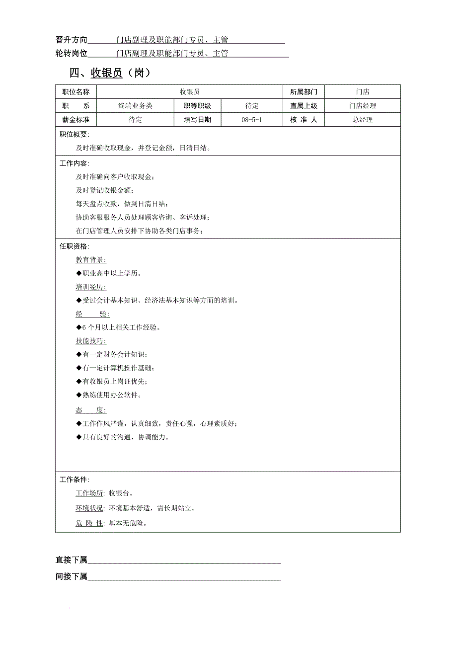 岗位职责_门店各职员岗位说明书_第4页