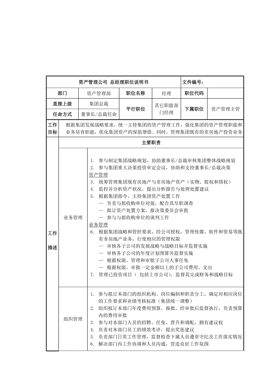 岗位职责_某公司资产管理部岗位说明书_第1页