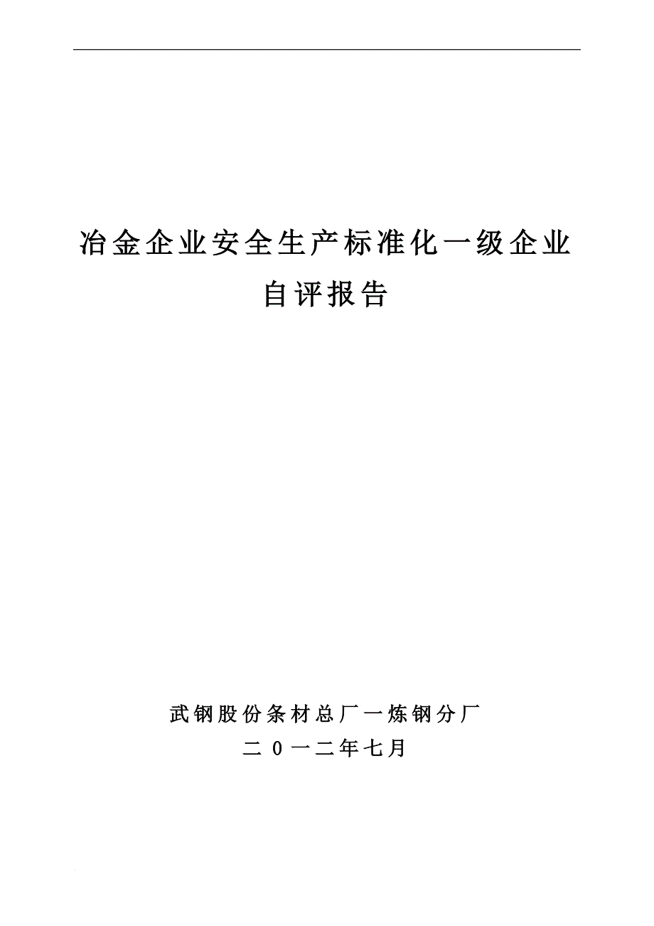 安全生产_冶金企业安全生产标准化自评报告_第1页