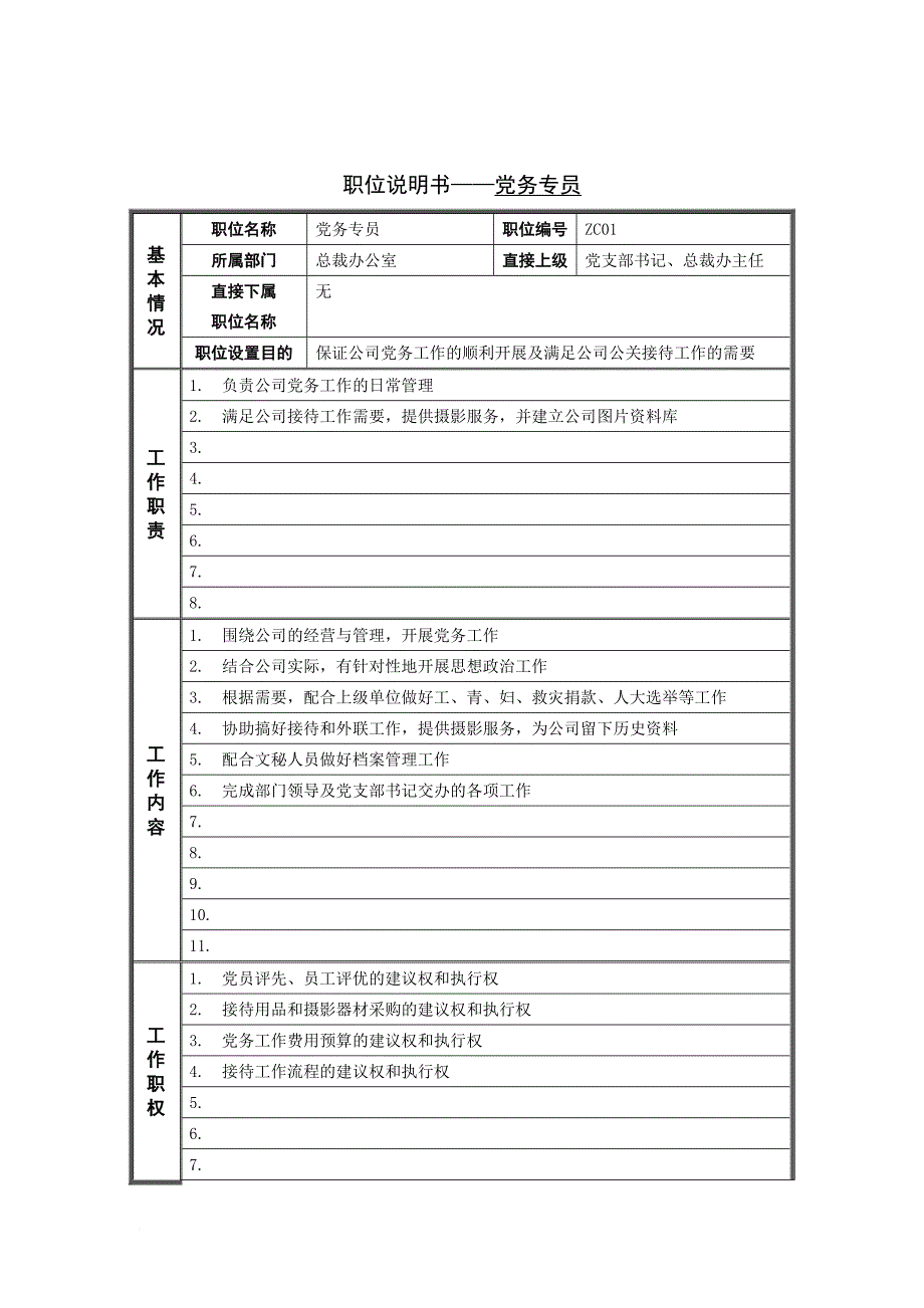 岗位职责_总裁办公室党务专员岗位职责_第1页