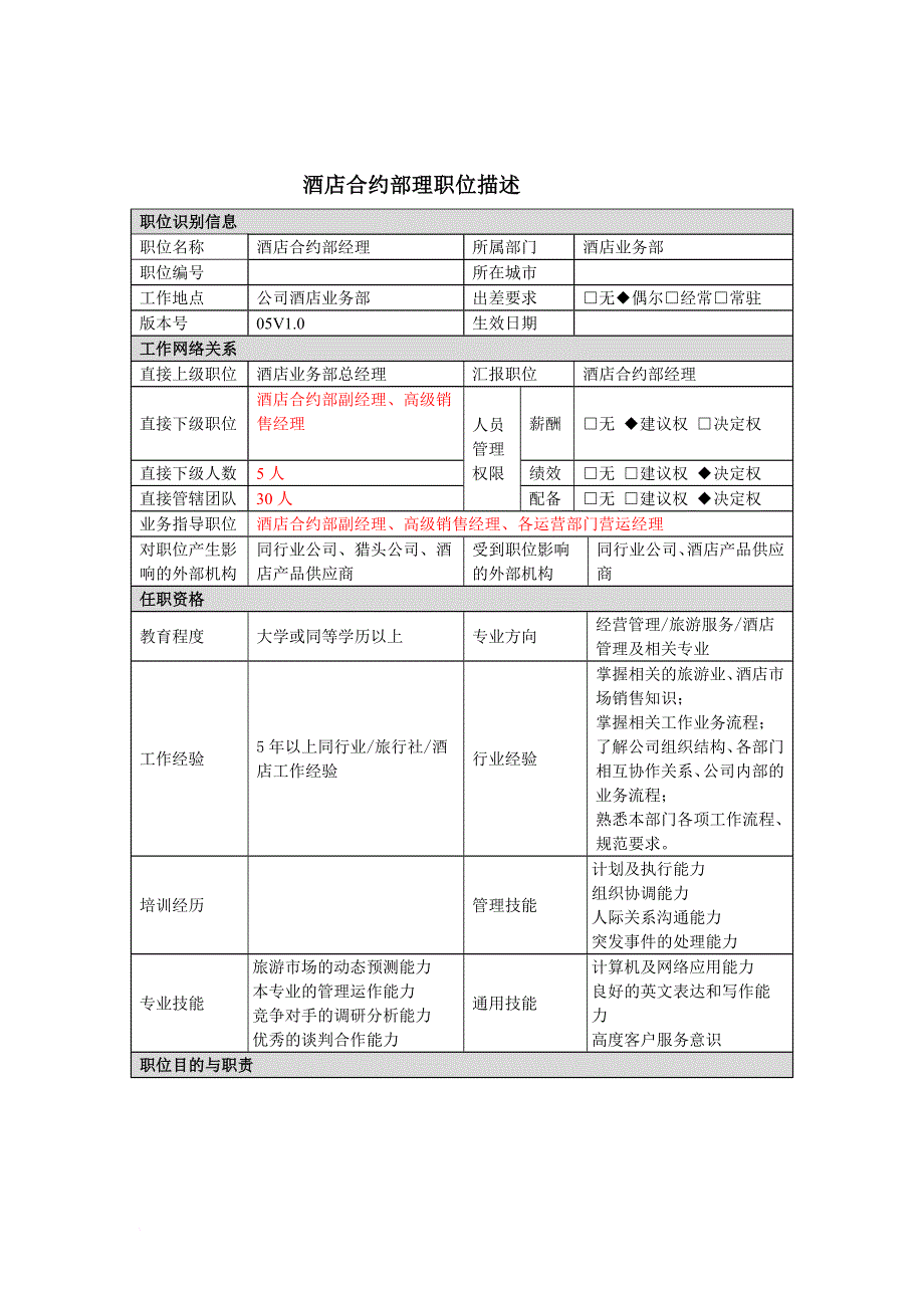 岗位职责_酒店行业部门岗位说明书汇总9_第1页