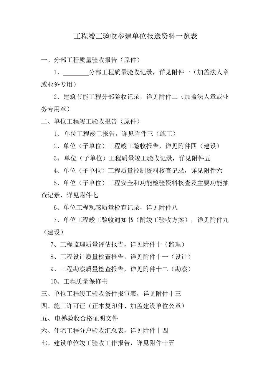 工程竣工验收参建单位报送资料一览表1_第1页