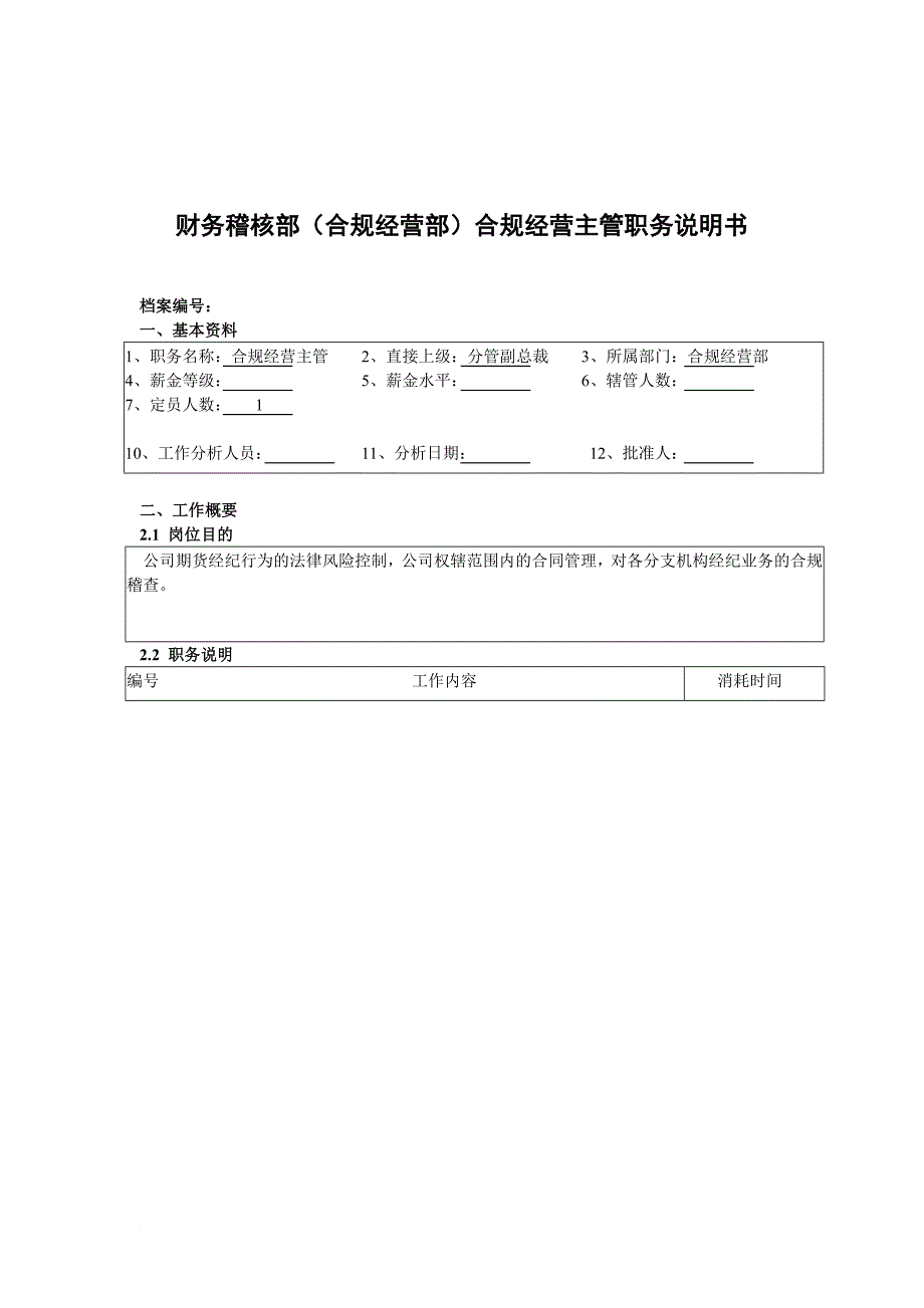 岗位职责_财务稽核部合规经营主管岗位职责_第1页