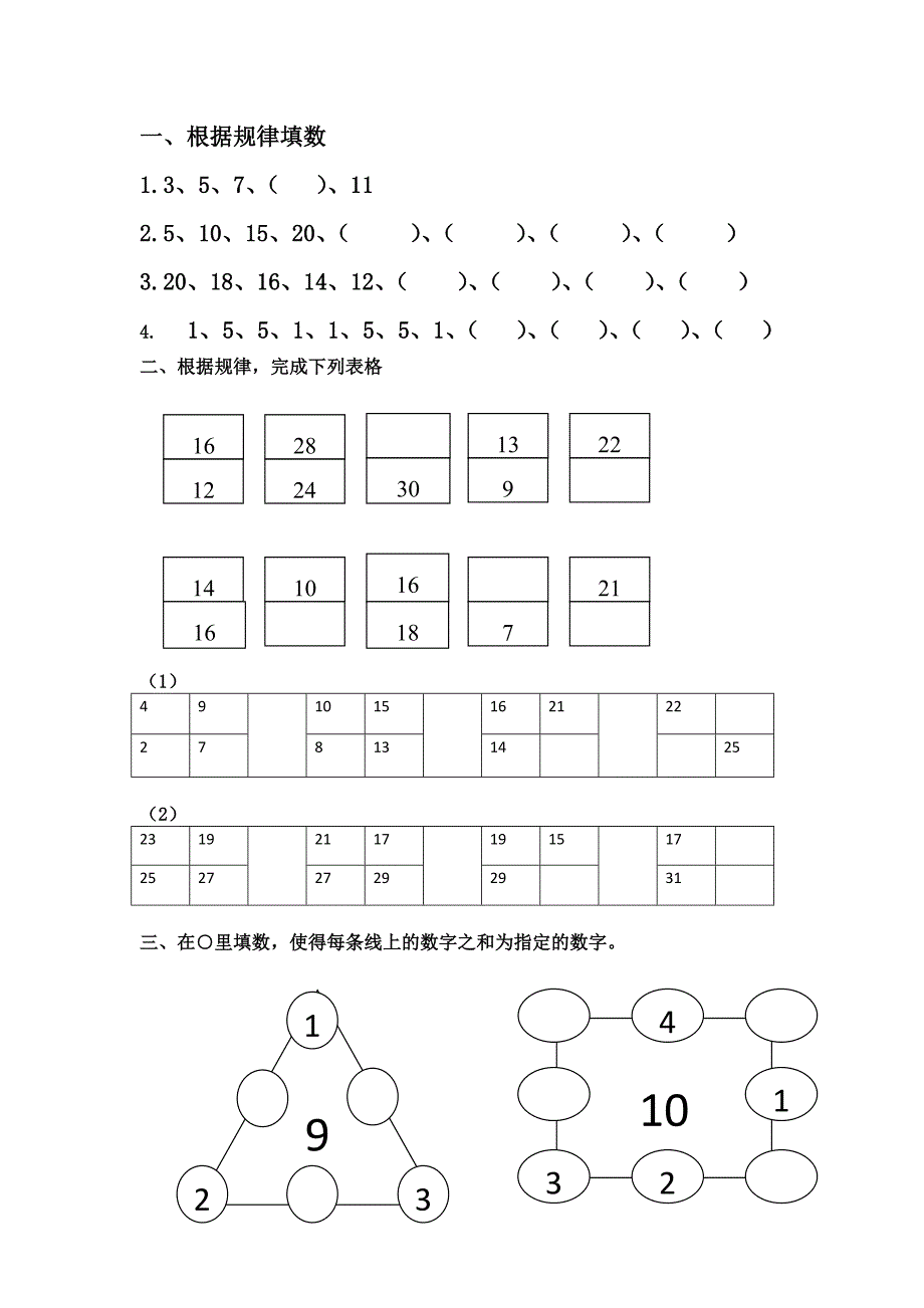 数字图形找规律练习题_第1页