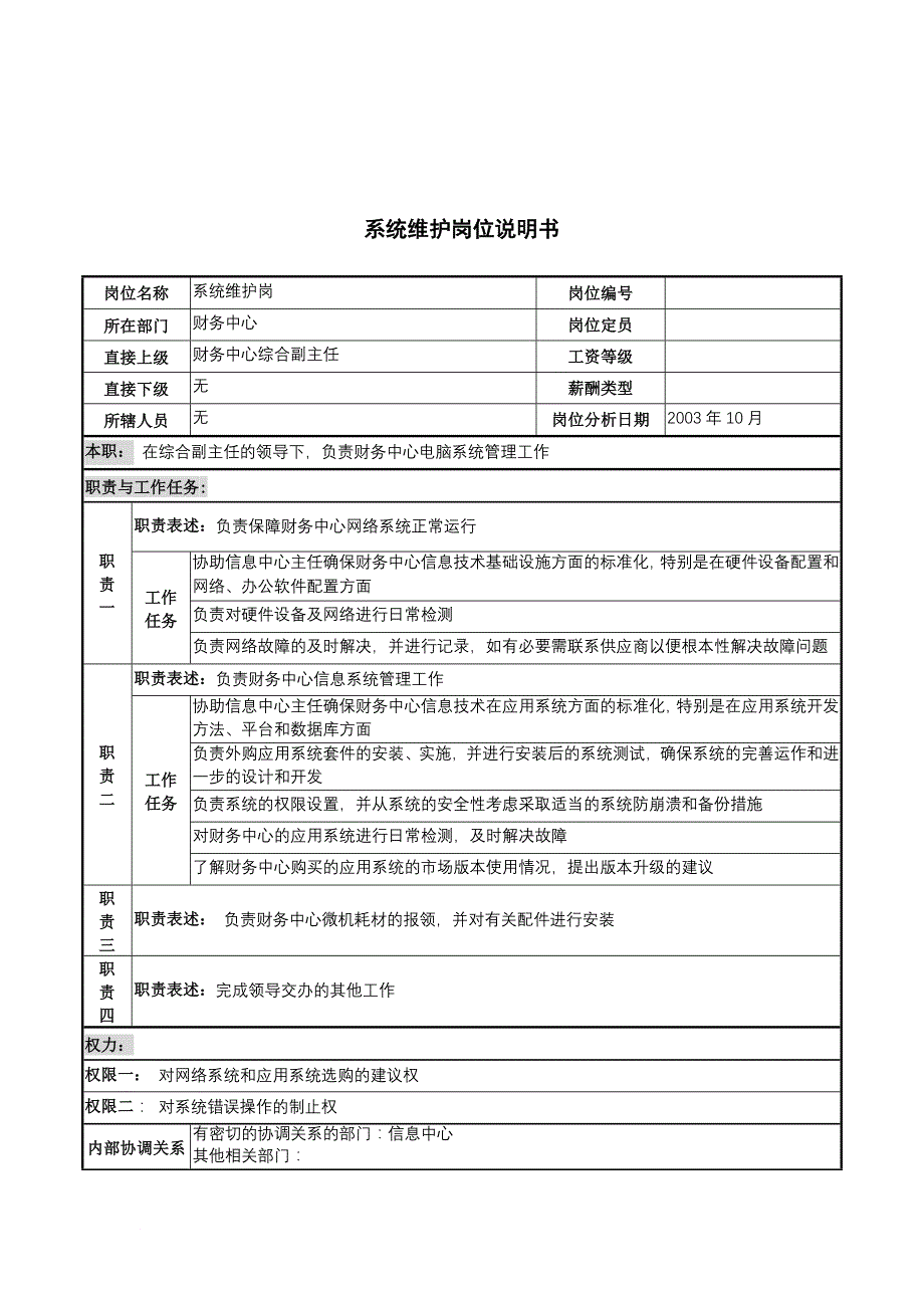 岗位职责_湖北某医院岗位说明书汇总121_第1页