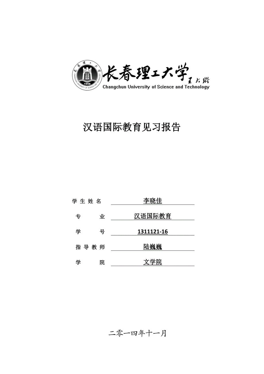 汉语国际教育见习报告_第1页