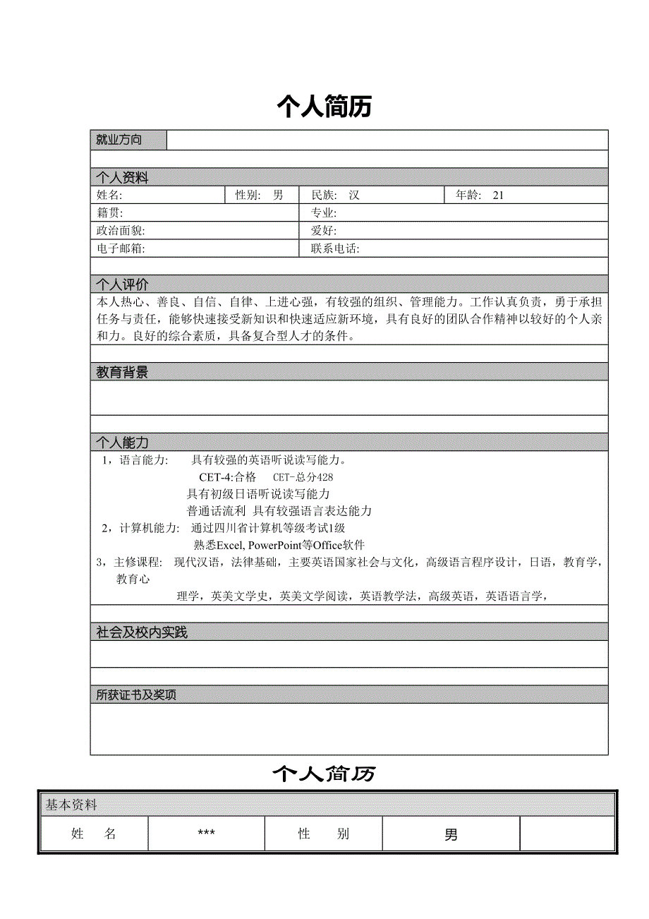 个人简历大全模板大全_第1页