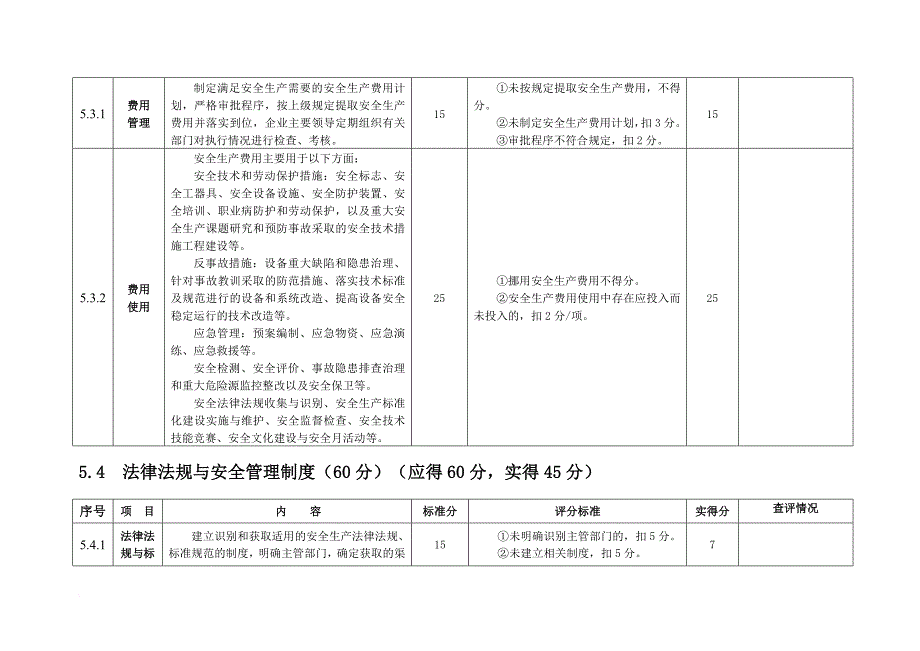 安全生产_某公司安全生产标准化专业查评情况表格_第4页