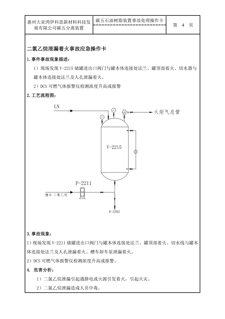 碳五石油树脂装置事故处理操作卡_第4页