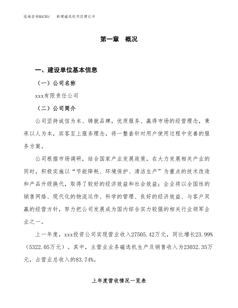 新建磁选机项目建议书（总投资19000万元）_第1页