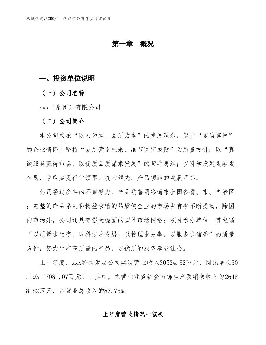 新建铂金首饰项目建议书（总投资19000万元）_第1页