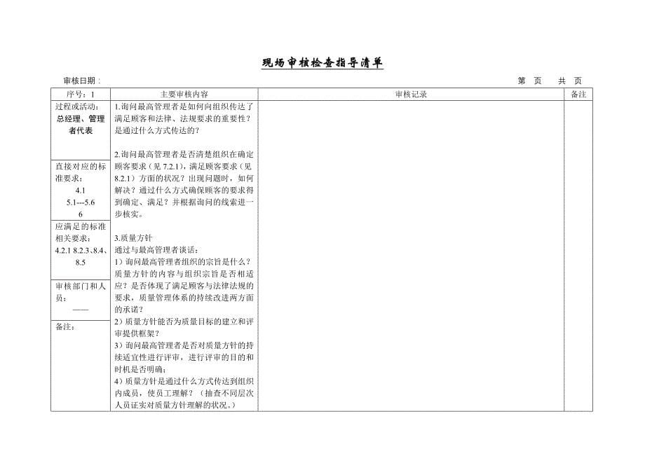 ISO9000现场审核检查表(DOC)_第5页