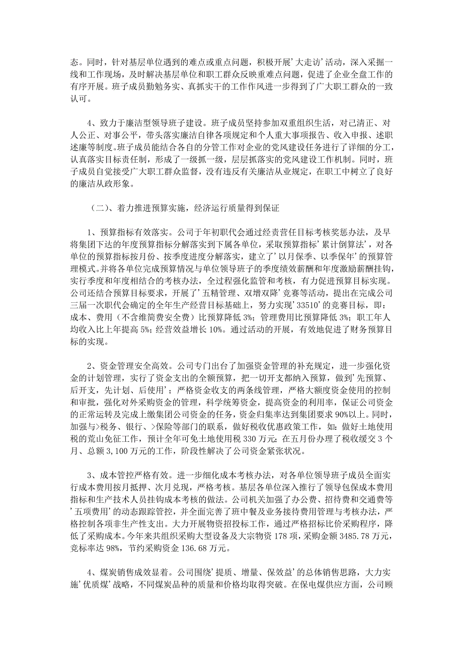 煤电公司领导班子工作汇报材料资料_第3页