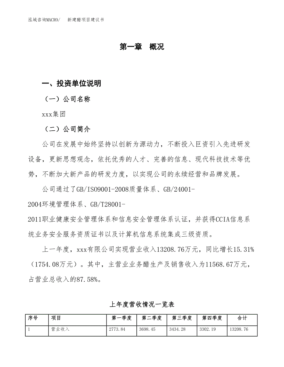 新建醋项目建议书（总投资11000万元）_第1页